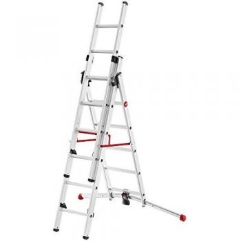 HAILO 9306-507 - Escalera Aluminio combinada 3 tramos con estabilizador Curvo ProfiLOT Combi