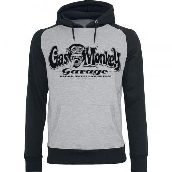 Gas Monkey Garage Logo Hombre Sudadera con Capucha Negro/Gris S, 80% algodón, 20% poliéster, Regular