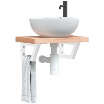 Fregadero de acero trapecio blanco 2 piezas con soportes estante de lavabo 2 unidades