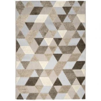 OUTSIDE-IN GEOMET - Alfombra para interior-exterior Jardín y terraza Resistente a la lluvia - 120 x 170 cm Marrón, Beige y Gris