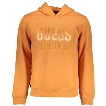 Guess Slim Fit Orange Hoodie for Men - Size S with Logo and Contrast Details