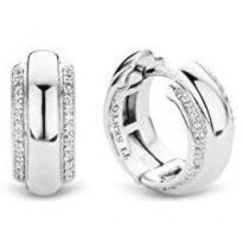 Pendientes de plata Ti Sento-Milano 7785ZI con dos filas de zirconias blancas, 16 x 7 mm