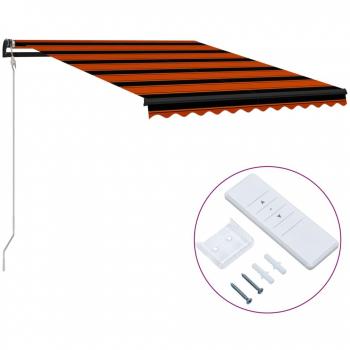Toldo automático retráctil naranja y marrón 300x250 cm