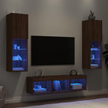 Muebles TV pared con LED 5 piezas madera ingeniería