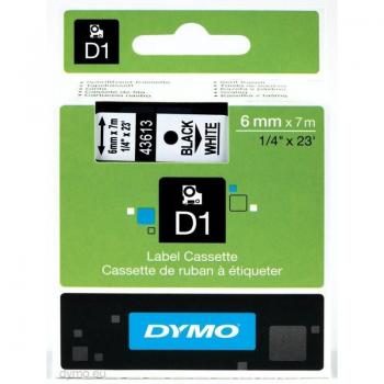 Etiquetas DYMO D1 estándar - Negro sobre blanco - 6mm x 7m
