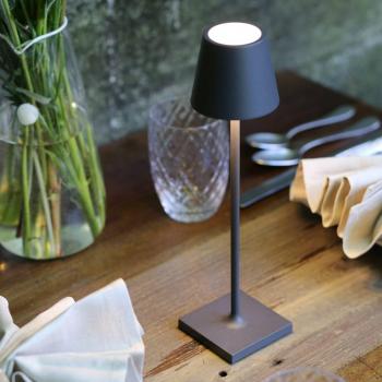 Lámpara de Mesa LED Recargable Poldina Pro Micro Gris Oscuro IP65 Regulable 1,8W 142lm
