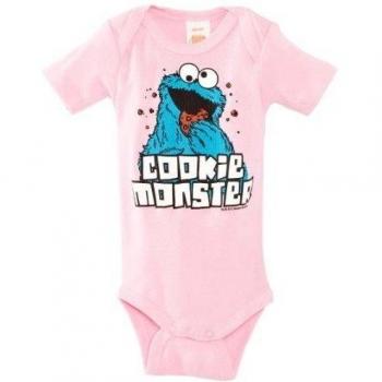 Logoshirt Body para bebé Monstruo de Las Galletas - Barrio Sésamo - Sesame Street - Cookie Monster - Pelele para bebé - Rosa - Diseño Original con Licencia, Talla 50/56, 0-2 Meses