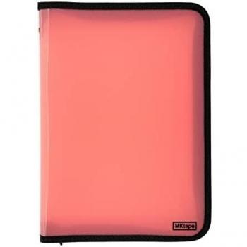 MKtape Carpeta de Plástico con Cremallera - Tamaño Folio - Color Coral