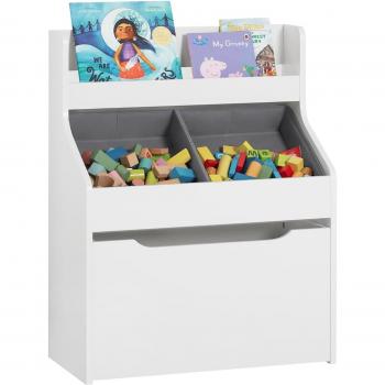 Estantería Infantil Organizador de Juguetes Multifuncional SoBuy KMB71-W con 1 Estante y 3 Cajas con Ruedas Blanco 63 x 32 x 80 cm