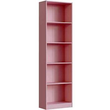 Habitdesign Estantería Juvenil 6 baldas, Librería Vertical, Modelo I-Joy, Acabado en Color Rosa Nube, Medidas: 180 cm
