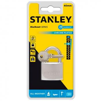 Candado de latón cromado Stanley 751742012 - arco normal 40mm