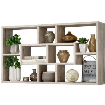 Estantería de pared rectangular 8 compartimentos color roble arena FMD Marrón