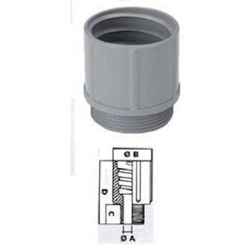 Manguito Roscado de PVC M40x1,5 Gris - Embalaje de 10 Unidades