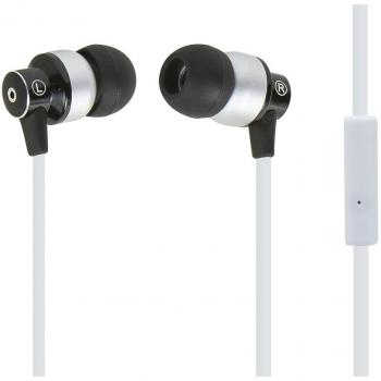 Monoprice Hi-Fi Reflective Sound Technology Earbuds Headphones w/ Microphone-White/Silver