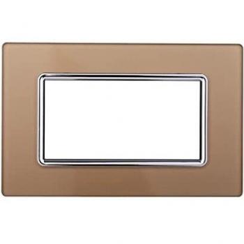 Placa de Vidrio 4 Módulos Color Oro Compatible con Bticino Living Light - Ettroit
