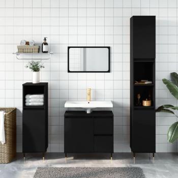 Mueble de baño negro 65x33x60 cm de madera multicapa con armario de baño en contrachapado