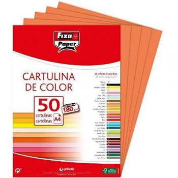 Fixo Paper 11110355 – Paquete de cartulinas A4 – 50 unidades color mandarina, 180g