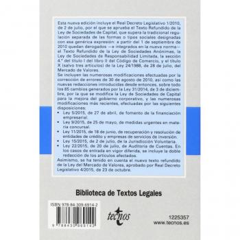 Ley de Sociedades de Capital: Texto refundido aprobado por Real Decreto Legislativo 1/2010, de 2 de julio