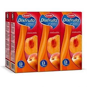 Juver - Melocotón Bebida Refrescante Sin Azúcar, 6 x 200 ml - [Pack de 5]