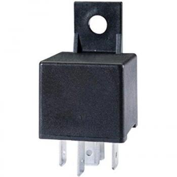 HELLA 4RD 007 794-031 Relé, corriente de trabajo - 12V - 5polos - Diagrama de circuito: W2 - Conector: B1 - Contacto ruptor/Contacto de cierre/contacto conmutador - Color: negro - con soporte
