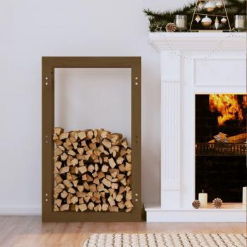 Estante para leña de madera maciza de pino marrón miel 60x25x100cm vidaXL