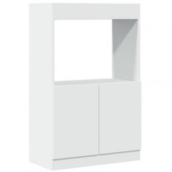 Aparador alto de madera ingeniería blanco 63x33x100 cm, librería, estante y mueble de libros, armario estantería de libros