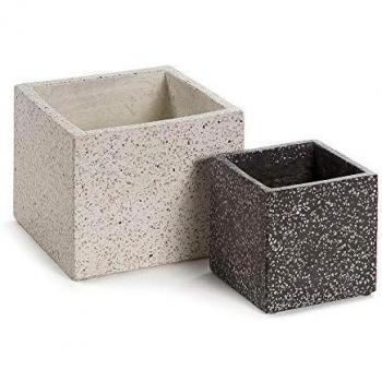 Kave Home - Set Bransc de 2 maceteros Cuadrados