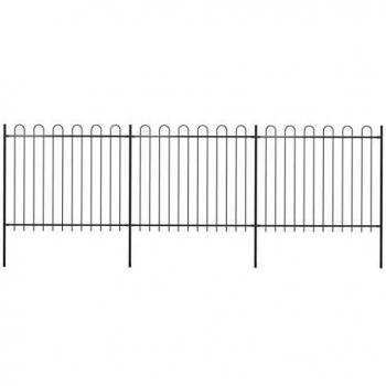 vidaXL Valla de Jardín con Puntas de Aro Acero Negro 5.1x1.5m Cercado Paneles Decoración Entrada Patio Terraza Hogar Negocio Segura Robusta Duradera