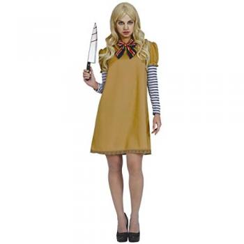 Disfraz de Muñeca Androide Psicópata Megan para mujer, talla 38-40 M, incluye vestido con estampado de muñeca, peluca larga y accesorios
