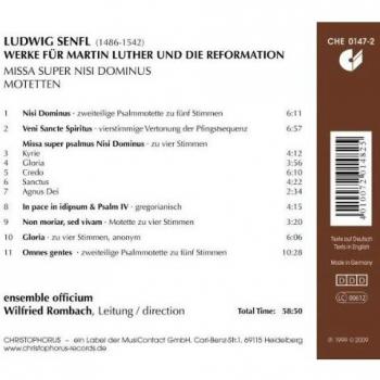 Senfl: Obras Para Martin Lutero Y La Reforma / Ensemble Officium - Rombach