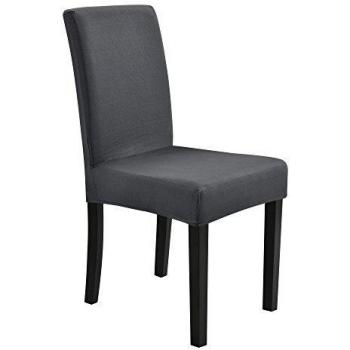 Funda para silla elástica gris oscuro, adaptable a diferentes tamaños