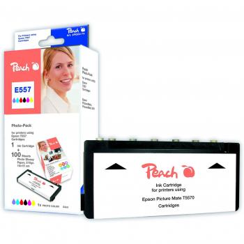 Pack de Fotos Peach, compatible con Epson T5570, C13T557040 para Epson Picturemate PM 500 y modelos similares