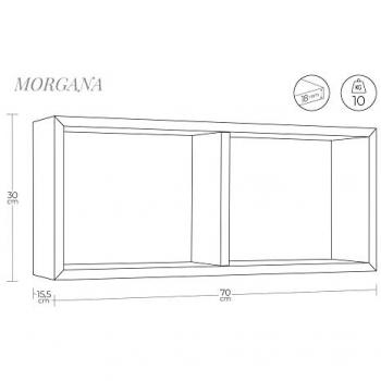 Estante rectangular de pared 2 compartimentos gris guijarro modelo Morgana