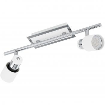 Spot Moderno Davida 2 Luces GU10 en Acero Cromo y Blanco, 400 lm, IP20