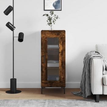Aparador de Madera de Ingeniería 34,5x34x90 cm en Roble Ahumado - Mueble de Almacenaje para Salón, Buffet y Armario Auxiliar