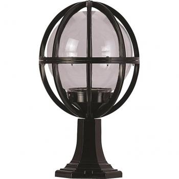 Aplique de suelo globo recto pantalla gris para exterior, ABS, negro, 30x30x50 cm, casquillo E27 max 60 W