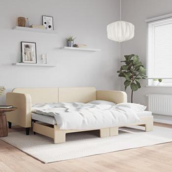Sofá cama nido crema 90x200 cm en tela con cama extraíble