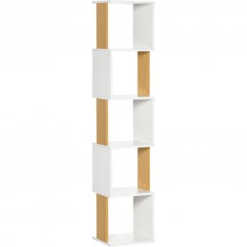 Estantería Fiona Homcom 5 niveles forma S blanco/natural 161x33x28 cm