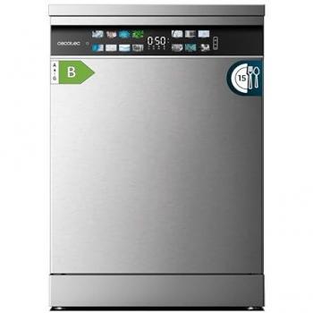 Lavavajillas Cecotec Bolero Aguazero 6700 Inox B - 60 cm, 15 Cubiertos, Bajo Consumo, Motor Inverter Plus, Pantalla Fullcolor XXL, Tercera Bandeja, 8