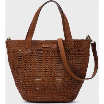 Bolso shopper de piel en color marrón