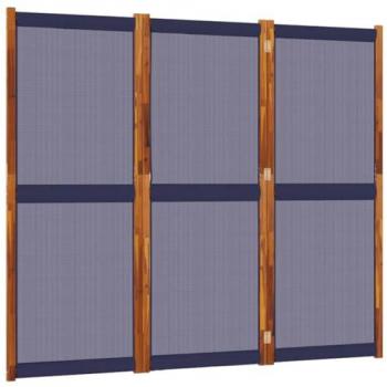Biombo divisor de 3 paneles azul oscuro 210x180 cm, separador de ambientes de privacidad, divisor de espacios plegable, pantalla decorativa para jardín