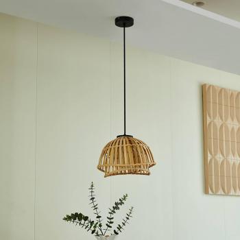 Lámpara colgante Lindby Ilajus, diámetro 30 cm, material de bambú, casquillo E27
