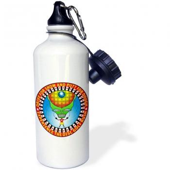 3dRose WB _ 19450 _ 1 la experiencia Rush divertido disco volador Disc Golf diseño de esqueleto con Vision 21 oz), botella de agua deportiva, color blanco