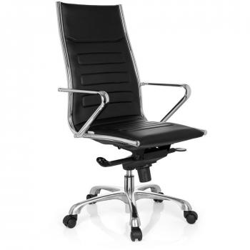 hjh Office 720050 Silla de Oficina PARIBA III Piel sint?tica Negro, ergon?mico, Muy c?modo, con apoyabrazos, Respaldo Alto