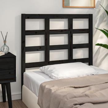 Cabecero de cama negra 95,5x4x100 cm madera maciza de pino