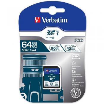Tarjeta de memoria Verbatim Pro 64 GB SDXC UHS Clase 10