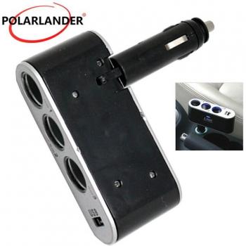 Cargador USB Universal para Coche con Indicador de Potencia, 3 Puertos y Adaptador de Enchufe Automático 12V