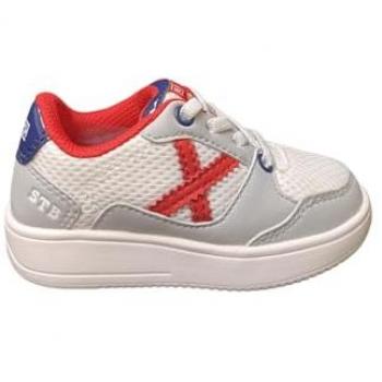 Zapatillas Deportivas Munich Legit Infantiles Blanco Gris Rojo - Talla 31