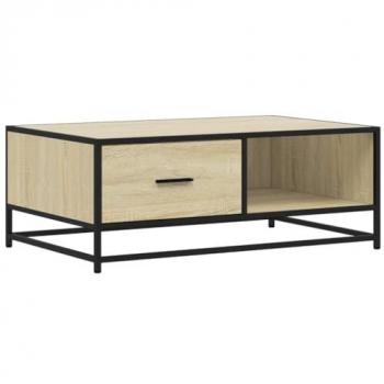 Mesa de centro madera ingeniería metal roble Sonoma 90x57x35 cm