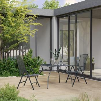 3 Piece Anthracite Steel Garden Dining Set